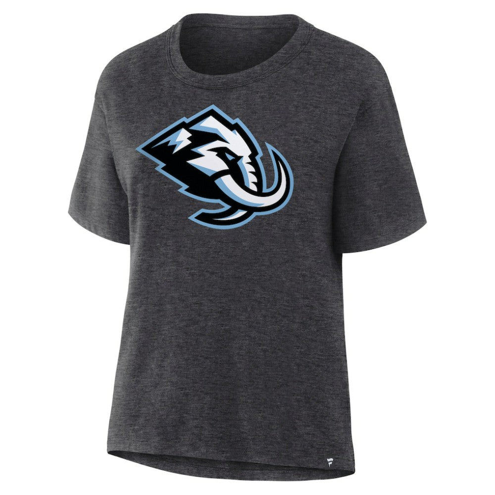 NHL Heather Charcoal Utah Mammoth Fanatics Women's Primary Logo Legacy T-Shirt