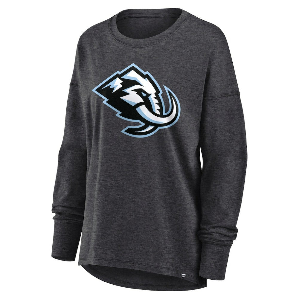 NHL Heather Charcoal Utah Mammoth Fanatics Women's Primary Logo Legacy Long Sleeve T-Shirt