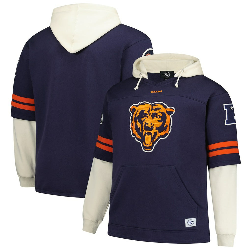 '47 Big & Tall Split Zone Cornerback V-Neck Hoodie - Chicago Bears