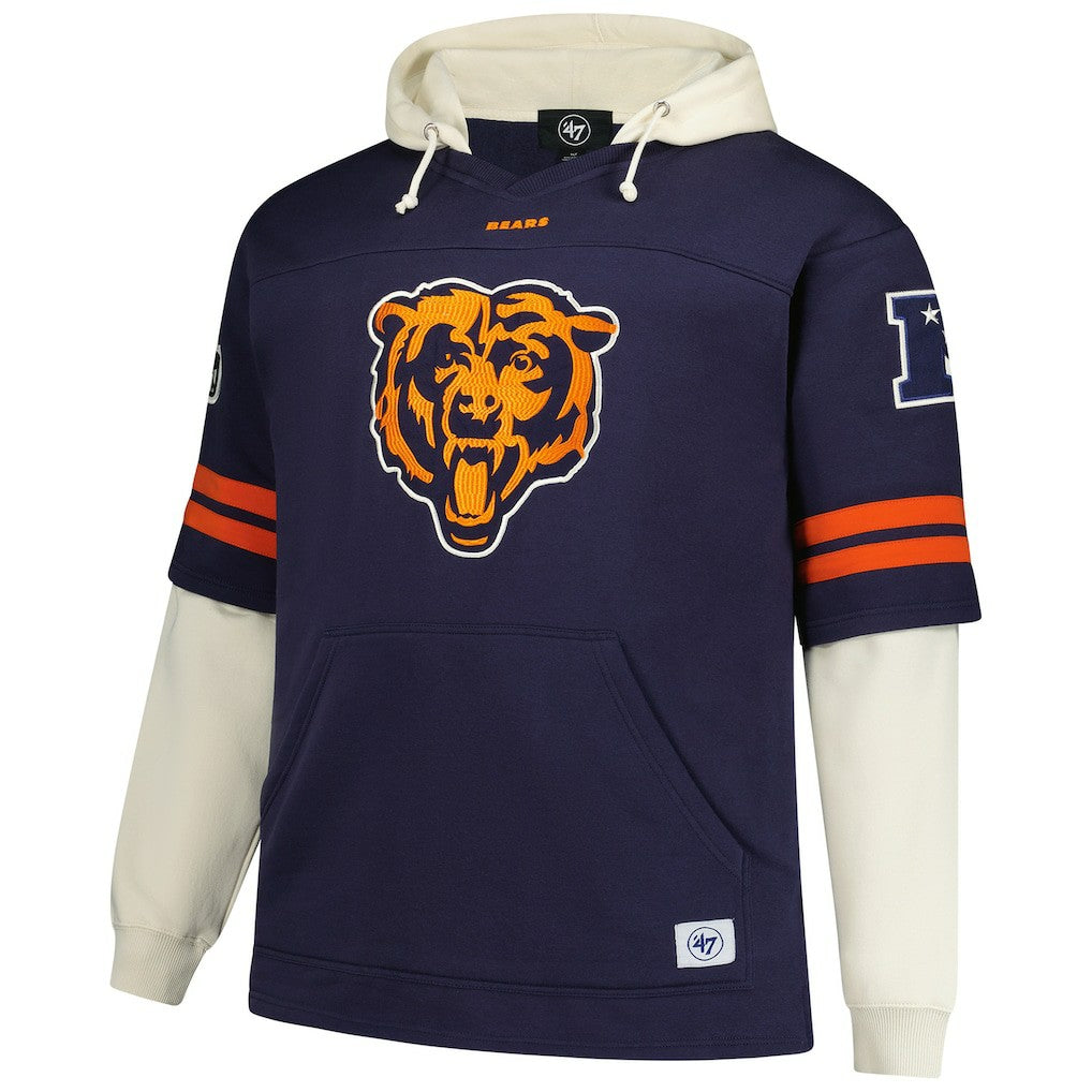 '47 Big & Tall Split Zone Cornerback V-Neck Hoodie - Chicago Bears