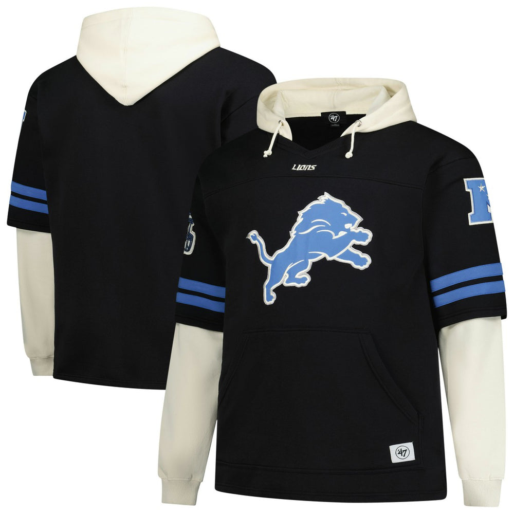 '47 Big & Tall Split Zone Cornerback V-Neck Hoodie - Detroit Lions