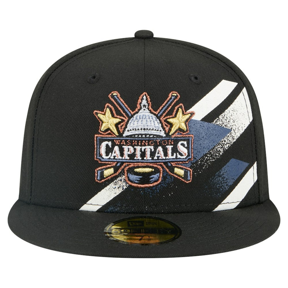 NHL Black Washington Capitals New Era Faded Lines 59FIFTY Fitted Hat