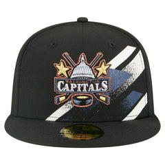 NHL Black Washington Capitals New Era Faded Lines 59FIFTY Fitted Hat