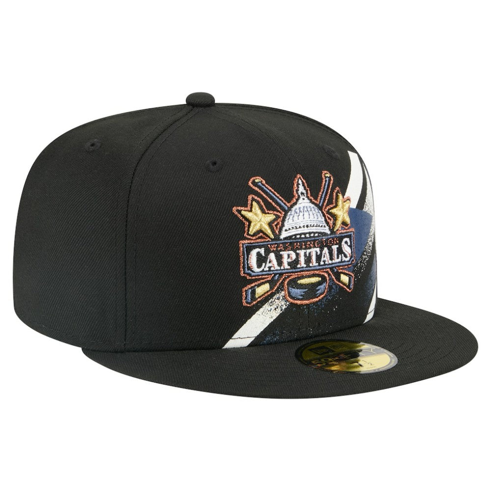 NHL Black Washington Capitals New Era Faded Lines 59FIFTY Fitted Hat