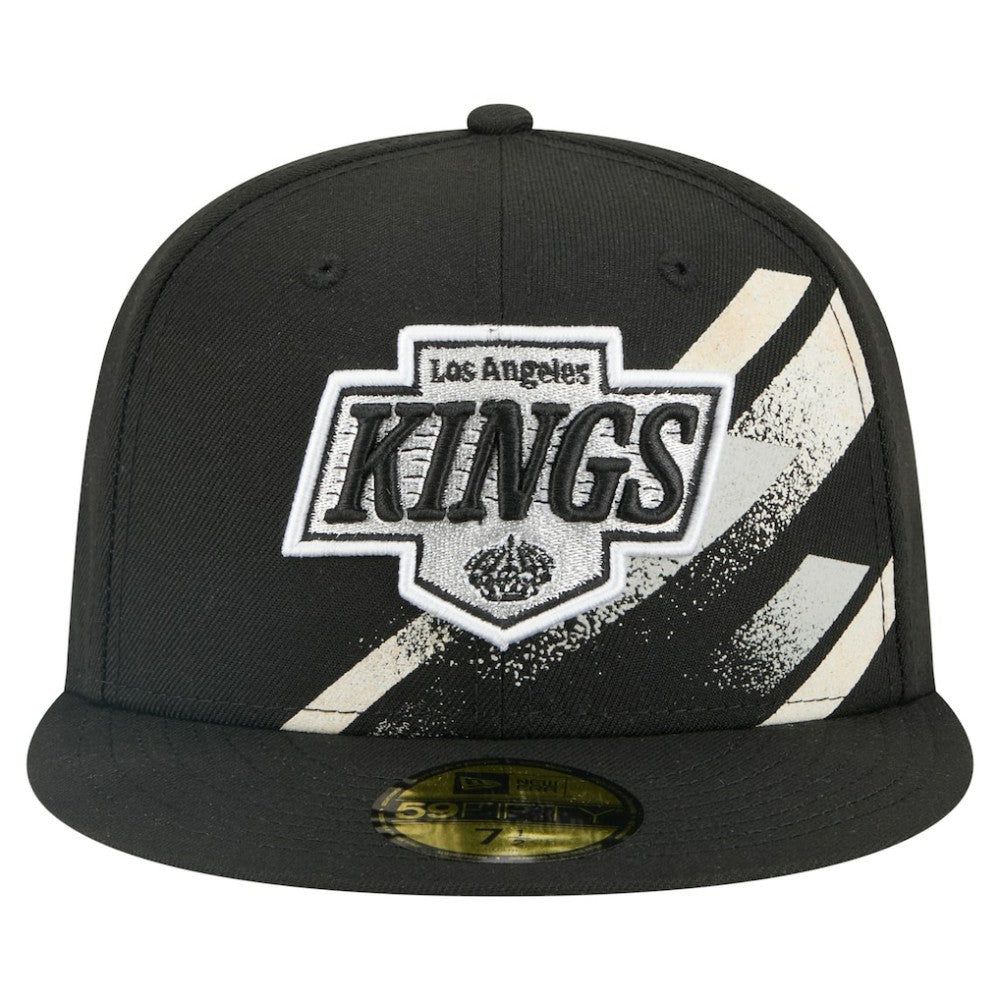 NHL Black Los Angeles Kings New Era Faded Lines 59FIFTY Fitted Hat