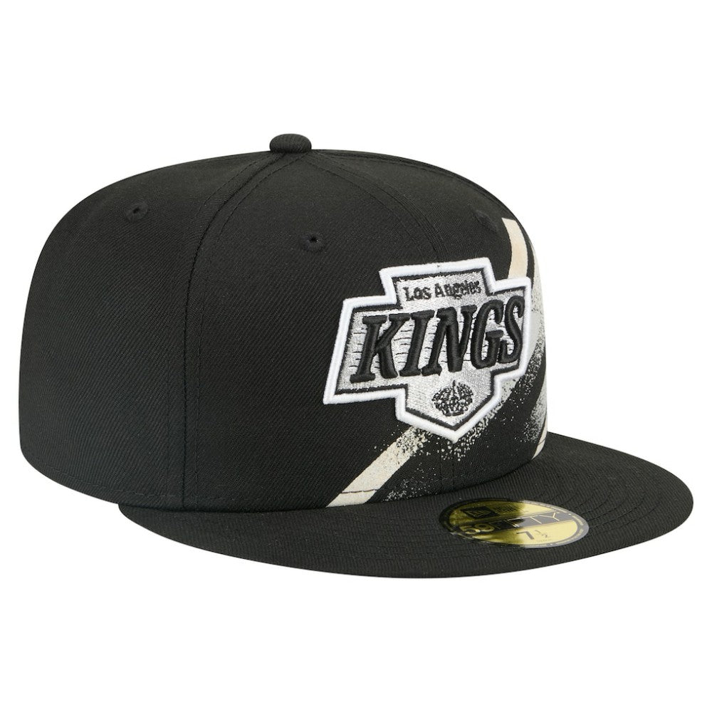 NHL Black Los Angeles Kings New Era Faded Lines 59FIFTY Fitted Hat