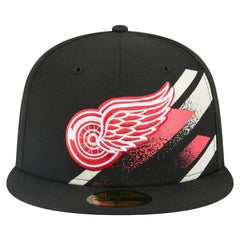 NHL Black Detroit Red Wings New Era Faded Lines 59FIFTY Fitted Hat