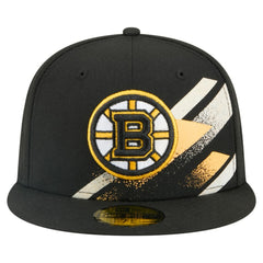 NHL Black Boston Bruins New Era Faded Lines 59FIFTY Fitted Hat