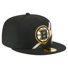 NHL Black Boston Bruins New Era Faded Lines 59FIFTY Fitted Hat