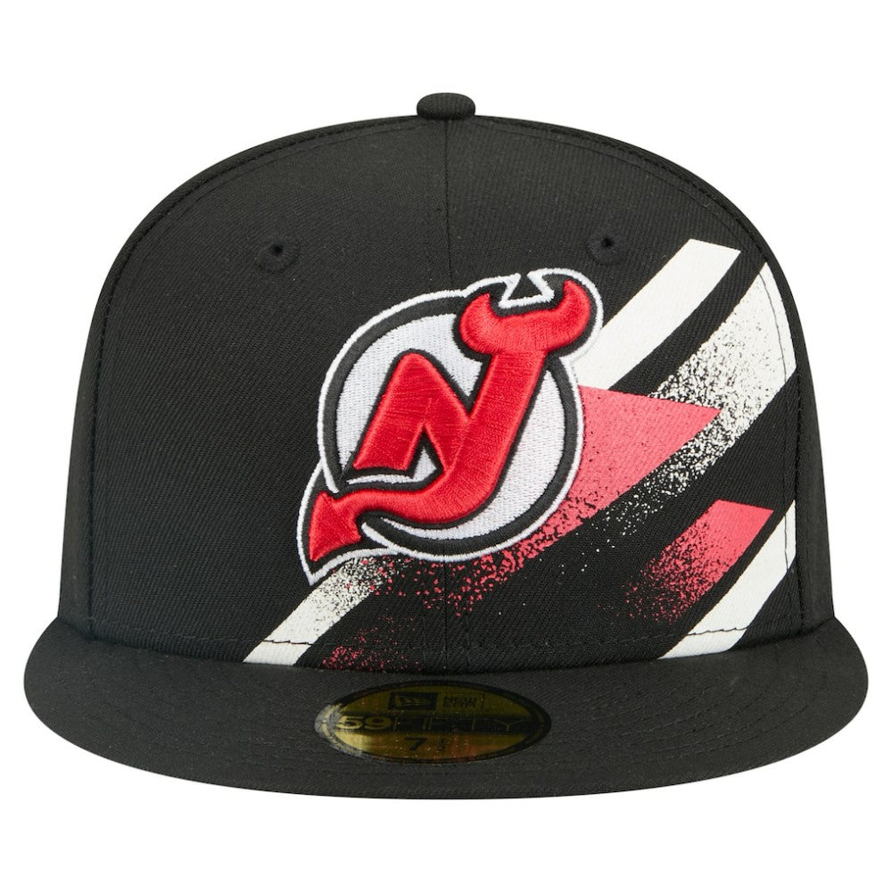 NHL Black New Jersey Devils New Era Faded Lines 59FIFTY Fitted Hat