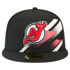 NHL Black New Jersey Devils New Era Faded Lines 59FIFTY Fitted Hat