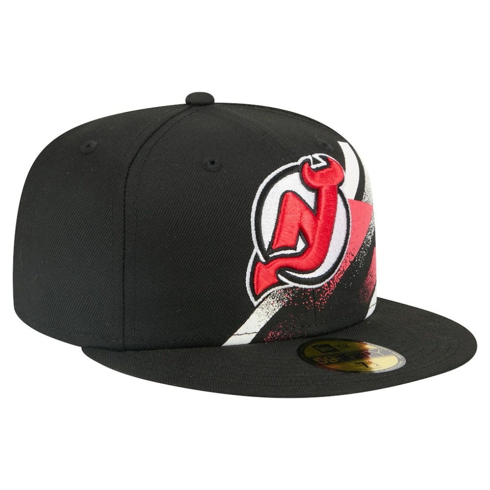 NHL Black New Jersey Devils New Era Faded Lines 59FIFTY Fitted Hat