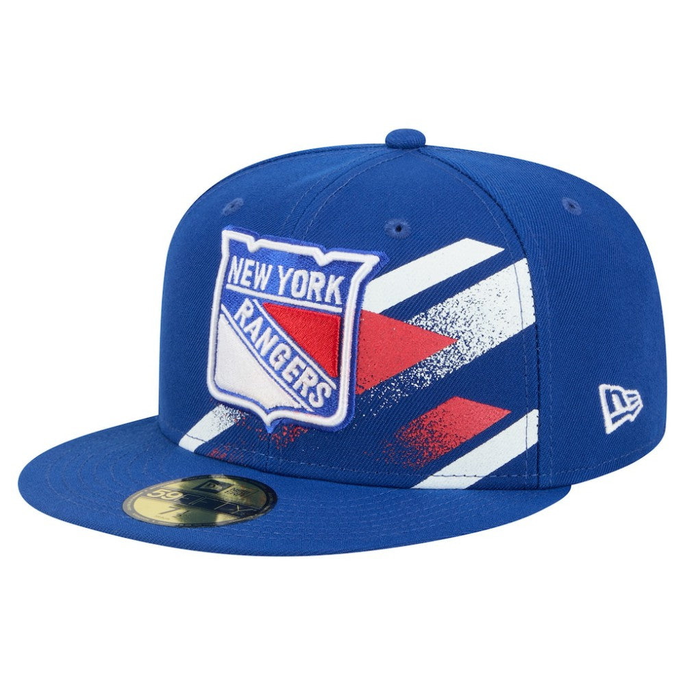NHL Blue New York Rangers New Era Faded Lines 59FIFTY Fitted Hat