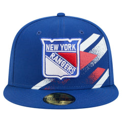 NHL Blue New York Rangers New Era Faded Lines 59FIFTY Fitted Hat