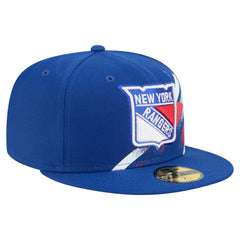 NHL Blue New York Rangers New Era Faded Lines 59FIFTY Fitted Hat