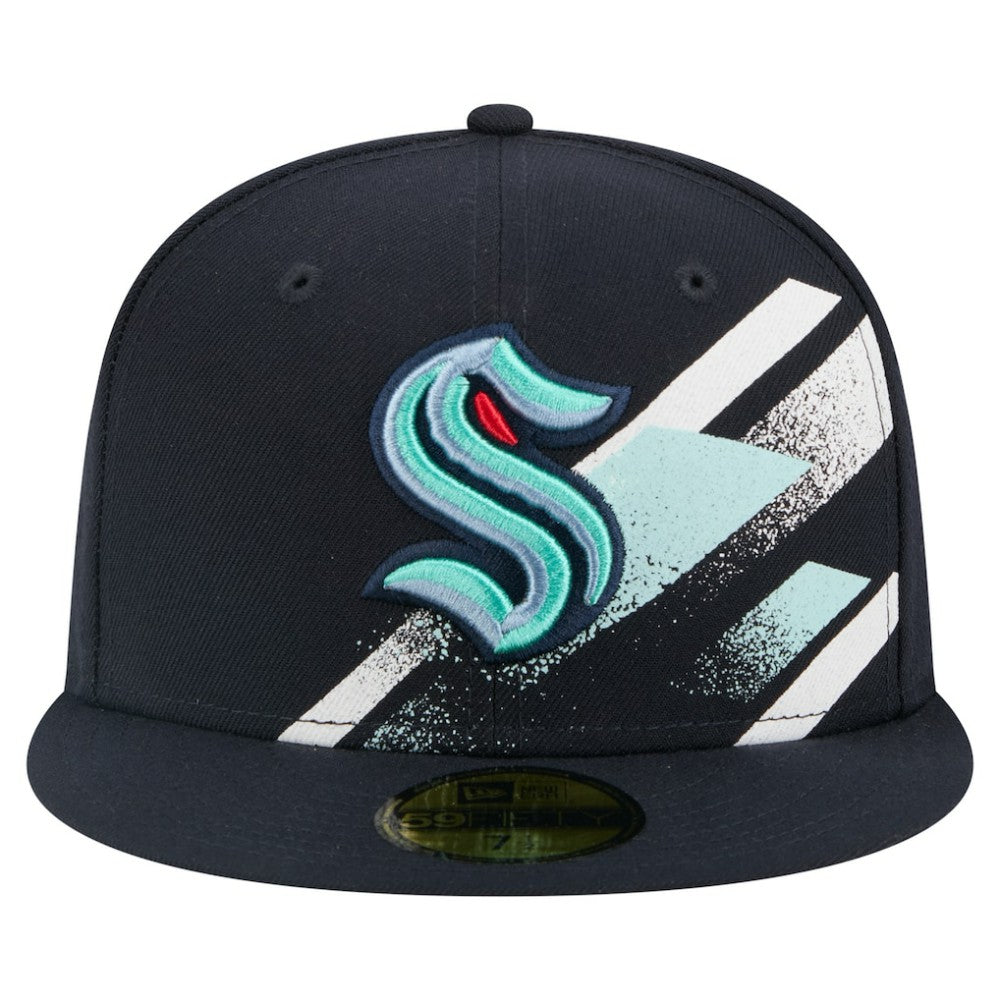 NHL Deep Sea Blue Seattle Kraken New Era Faded Lines 59FIFTY Fitted Hat