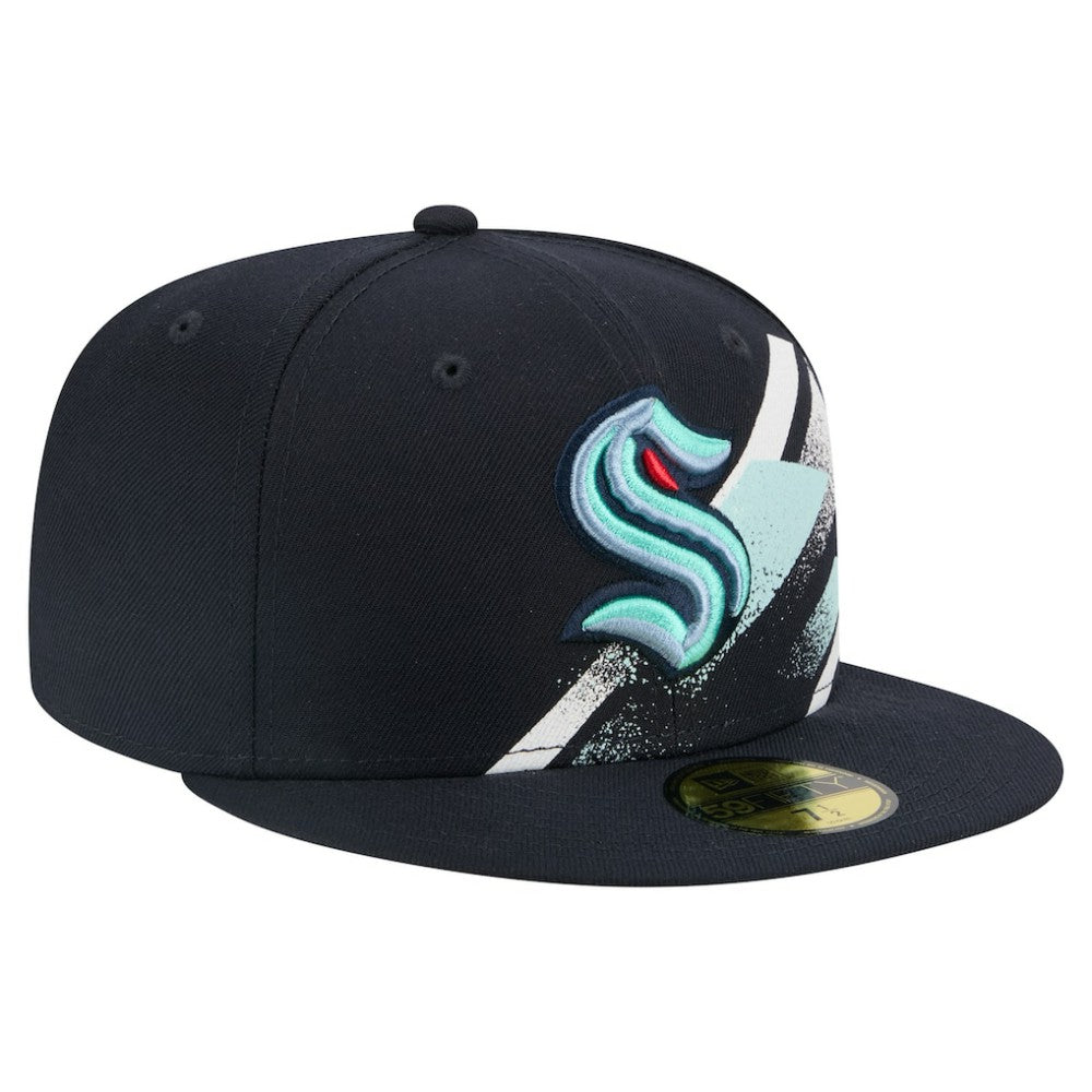 NHL Deep Sea Blue Seattle Kraken New Era Faded Lines 59FIFTY Fitted Hat