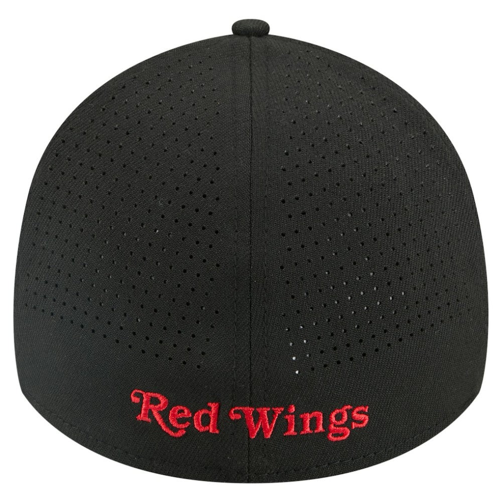 NHL Black Detroit Red Wings New Era 39THIRTY A-Frame Perforated Flex Hat