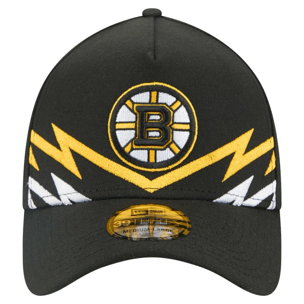 NHL Black Boston Bruins New Era 39THIRTY A-Frame Perforated Flex Hat