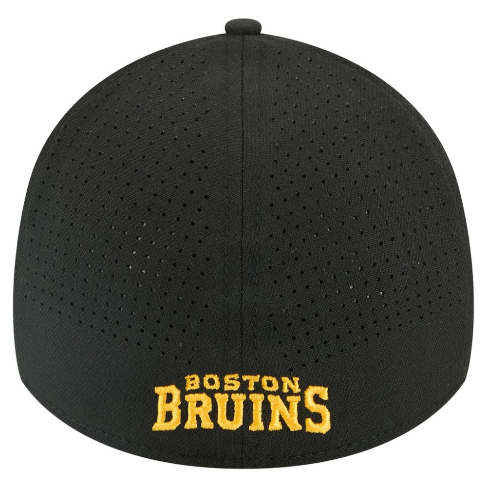 NHL Black Boston Bruins New Era 39THIRTY A-Frame Perforated Flex Hat