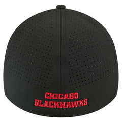 NHL Black Chicago Blackhawks New Era 39THIRTY A-Frame Perforated Flex Hat