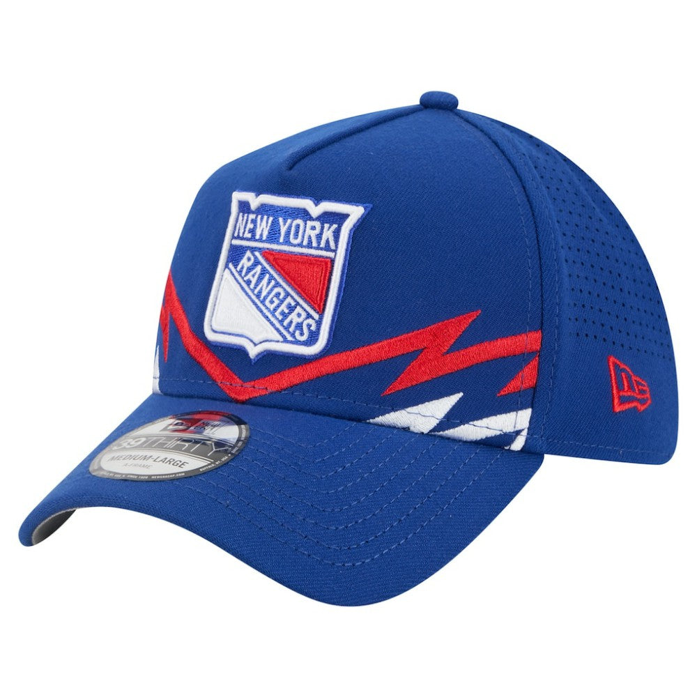NHL Blue New York Rangers New Era 39THIRTY A-Frame Perforated Flex Hat
