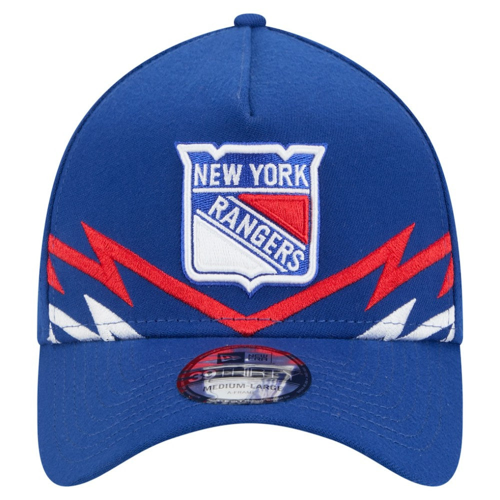 NHL Blue New York Rangers New Era 39THIRTY A-Frame Perforated Flex Hat