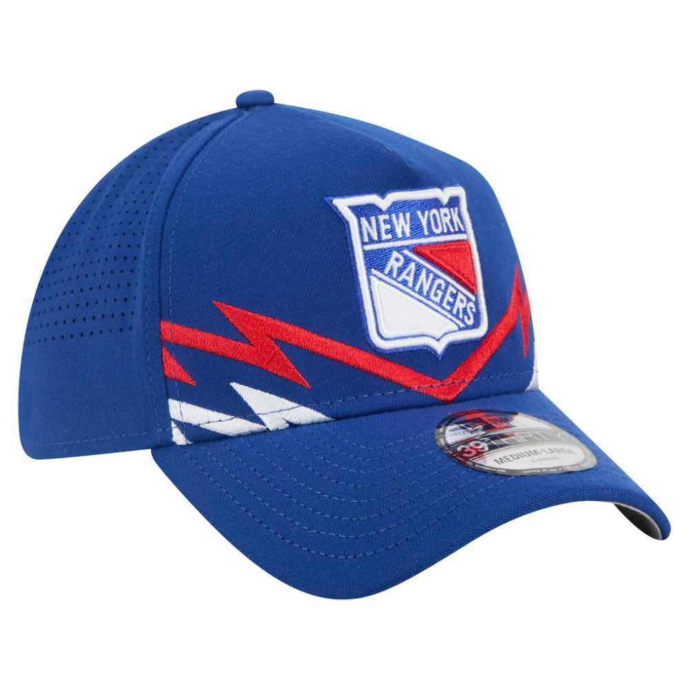 NHL Blue New York Rangers New Era 39THIRTY A-Frame Perforated Flex Hat