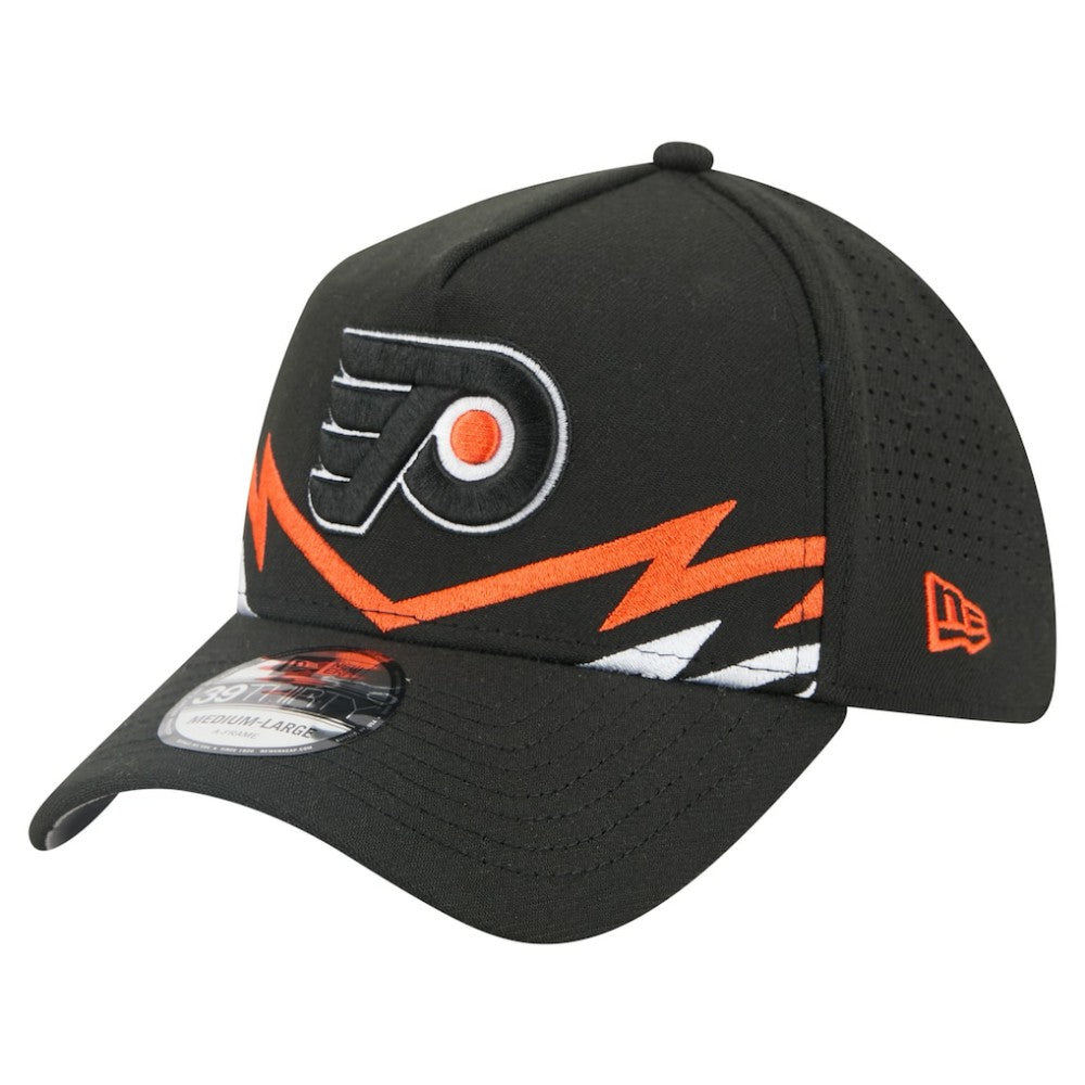 NHL Black Philadelphia Flyers New Era 39THIRTY A-Frame Perforated Flex Hat