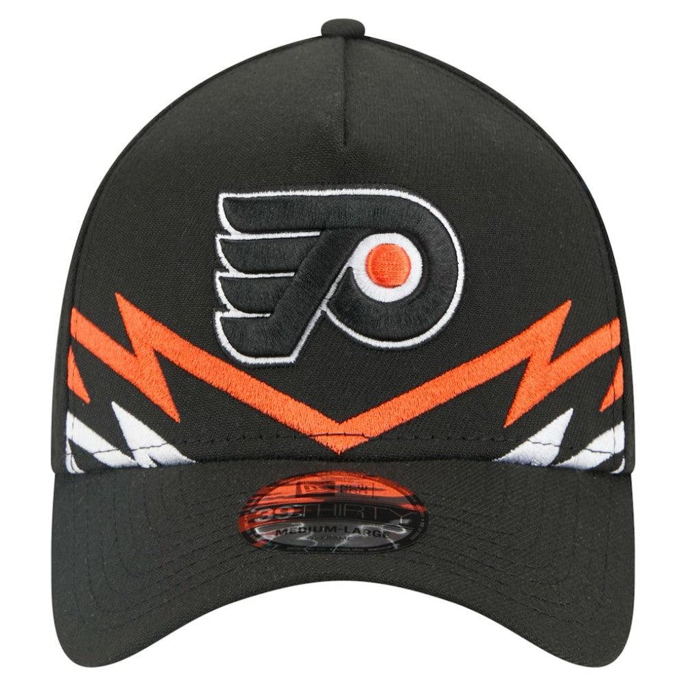 NHL Black Philadelphia Flyers New Era 39THIRTY A-Frame Perforated Flex Hat