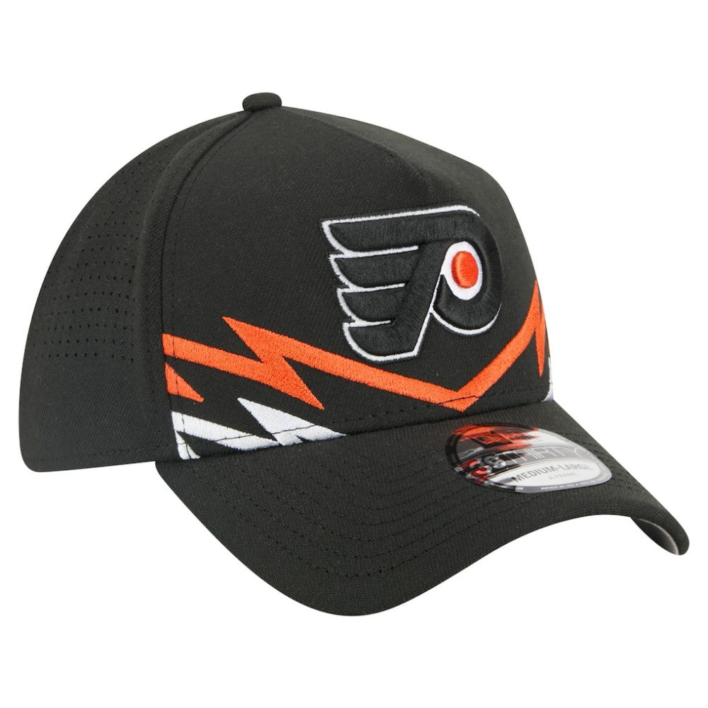 NHL Black Philadelphia Flyers New Era 39THIRTY A-Frame Perforated Flex Hat
