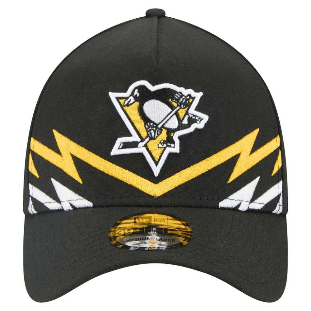 NHL Black Pittsburgh Penguins New Era 39THIRTY A-Frame Perforated Flex Hat