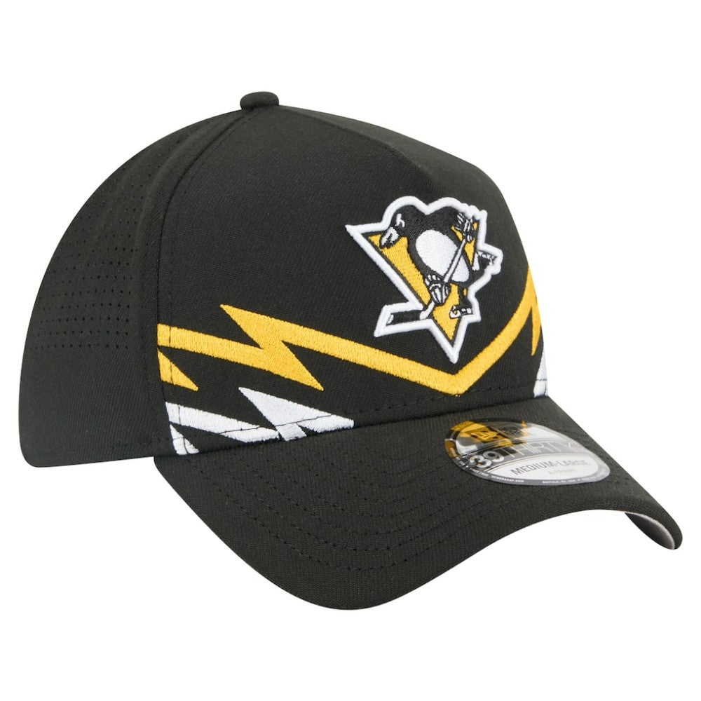NHL Black Pittsburgh Penguins New Era 39THIRTY A-Frame Perforated Flex Hat