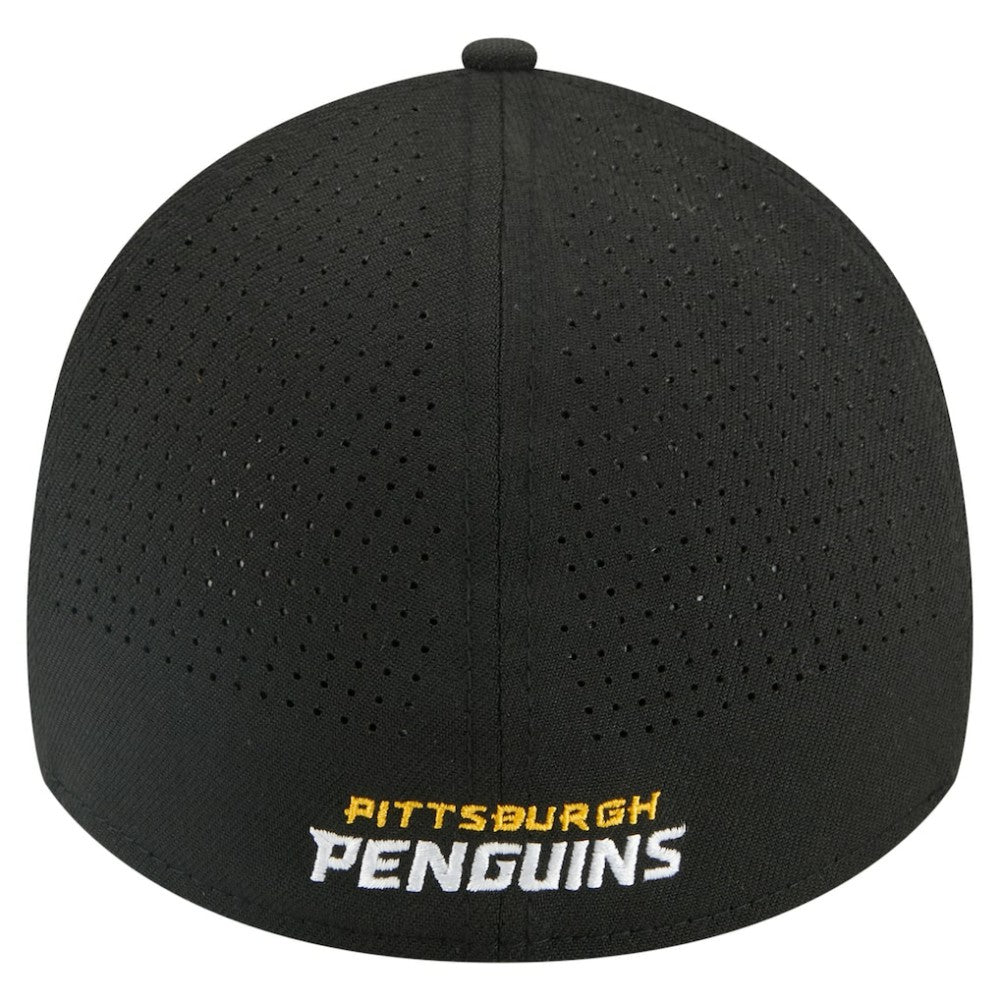 NHL Black Pittsburgh Penguins New Era 39THIRTY A-Frame Perforated Flex Hat