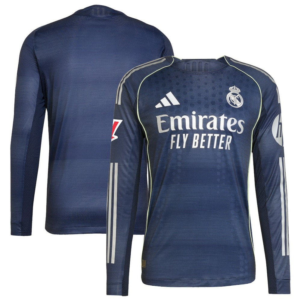Real Madrid 2025/26 Away Long Sleeve Jersey - Adidas Blue