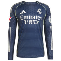 Real Madrid 2025/26 Away Long Sleeve Jersey - Adidas Blue