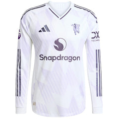Manchester United 2025/26 Away Long Sleeve Custom Jersey - Adidas White