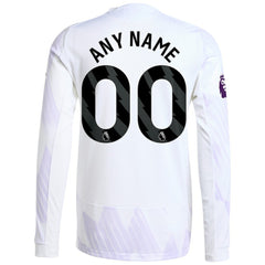Manchester United 2025/26 Away Long Sleeve Custom Jersey - Adidas White