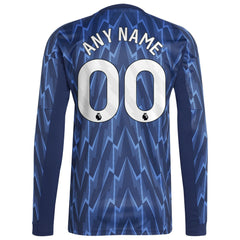 Arsenal 2025/26 Away Replica Long Sleeve Custom Jersey - Adidas Blue