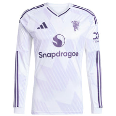 Manchester United 2025/26 Away Replica Long Sleeve Custom Jersey - Adidas White