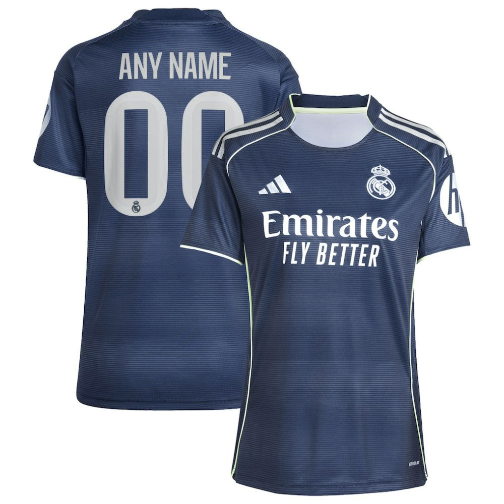 Real Madrid Women's 2025/26 Away Replica Custom Jersey - Adidas Blue