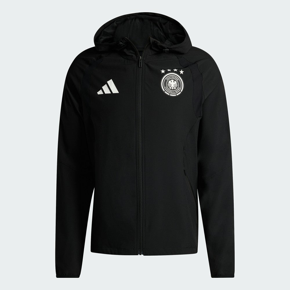 Germany National Team FIFA x World Cup 2026 Tiro Travel Raglan Full-Zip Windbreaker Hoodie - Adidas Black