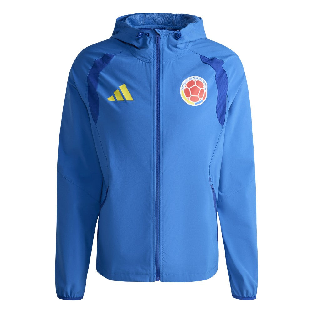 Colombia National Team FIFA x World Cup 2026 Tiro Travel Raglan Full-Zip Windbreaker Hoodie - Adidas Blue