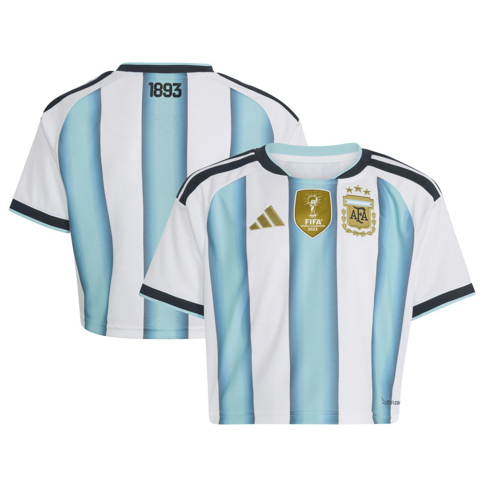 Argentina National Team Women's FIFA x World Cup 2022 Winners Home Cropped Replica Jersey - Adidas White