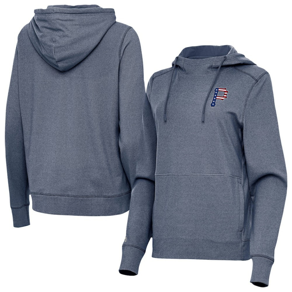MLB Pittsburgh Pirates Antigua Women's Justice Stars and Stripes Team Logo Pullover Hoodie
