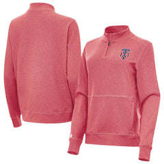 MLB Minnesota Twins Antigua Women's Crush Stars and Stripes Team Logo Quarter-Zip Pullover Top