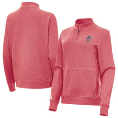 MLB Miami Marlins Antigua Women's Crush Stars and Stripes Team Logo Quarter-Zip Pullover Top