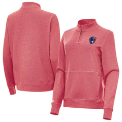 MLB Milwaukee Brewers Antigua Women's Crush Stars and Stripes Team Logo Quarter-Zip Pullover Top