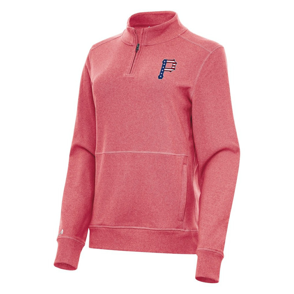 MLB Pittsburgh Pirates Antigua Women's Crush Stars and Stripes Team Logo Quarter-Zip Pullover Top