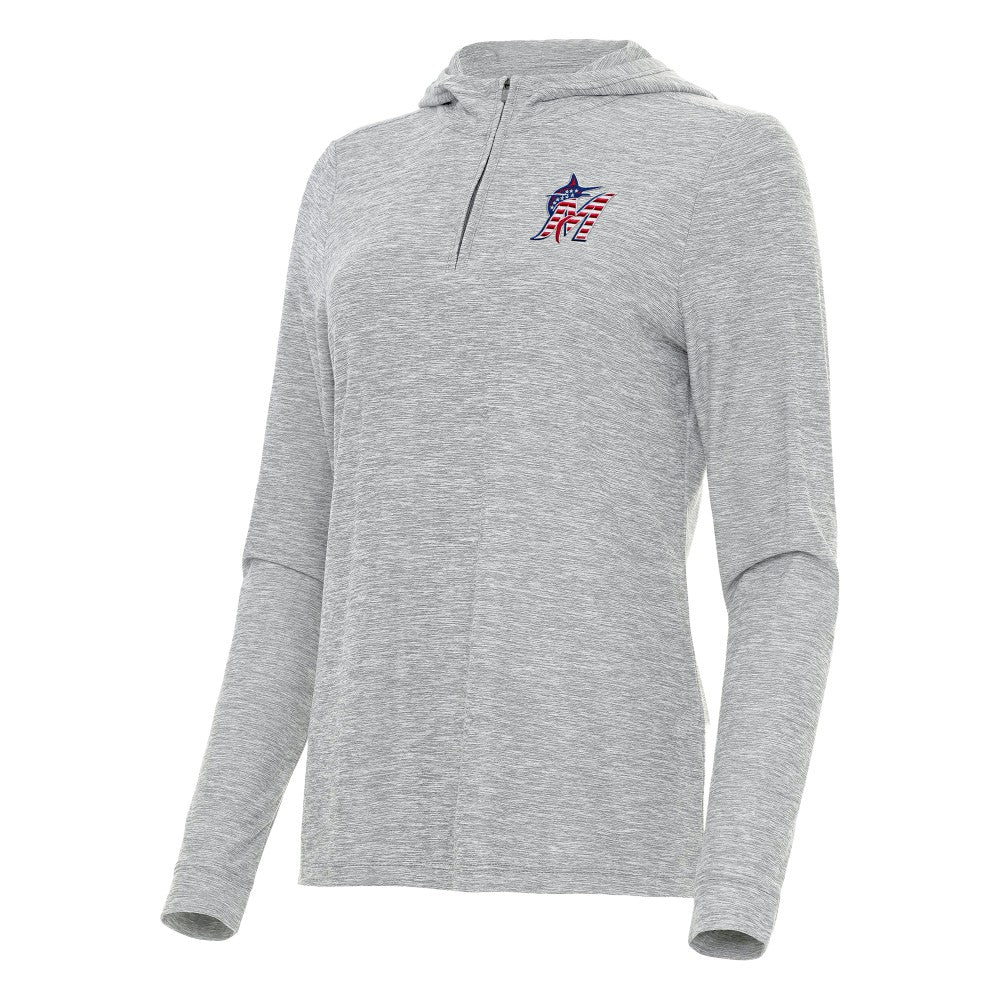 MLB Miami Marlins Antigua Women's Daybreak Quarter-Zip Hoodie